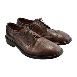 Hy-Test Steel Toe Safety Shoes Brown Leather Wing Tip Full Brogue Derby Size 9D